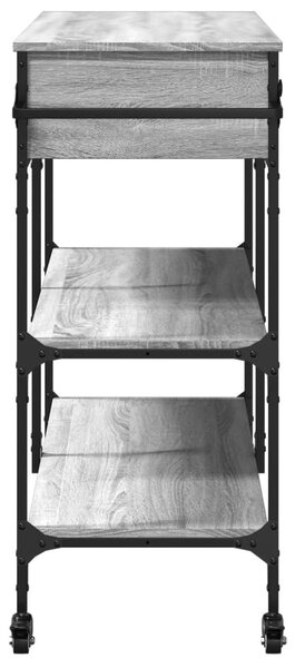 Szürke sonoma szerelt fa zsúrkocsi 105 x 42 x 95 cm