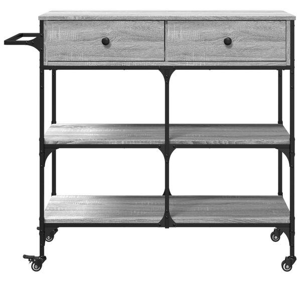 Szürke sonoma szerelt fa zsúrkocsi 105 x 42 x 95 cm