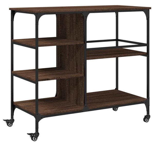 Barna tölgy színű szerelt fa konyhai kocsi 100 x 45 x 89,5 cm