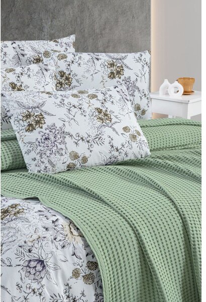 Zöld pamut ágytakaró 220x240 cm Waffle – Mila Home
