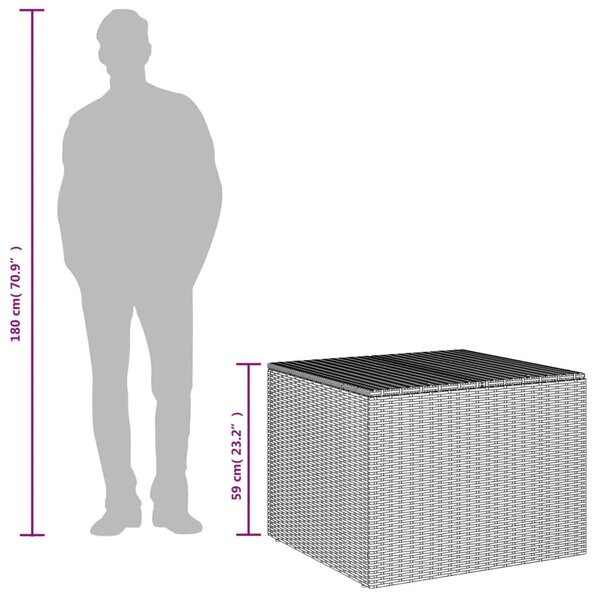 Szürke polyrattan kerti tárolóláda 291 L