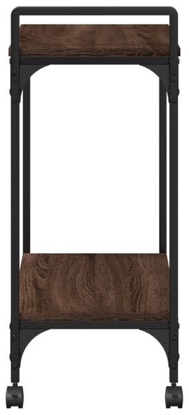 Barna tölgy színű szerelt fa zsúrkocsi 60,5 x 31 x 72,5 cm