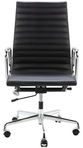 King Home Aeron Prestige Plus Irodai Szék Valódi Bőr Fekete Króm