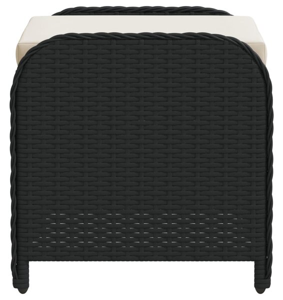 Fekete polyrattan kerti szék párnával 58 x 46 x 46 cm