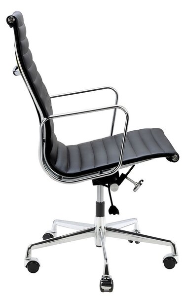 King Home Aeron Prestige Plus Irodai Szék Valódi Bőr Fekete Króm
