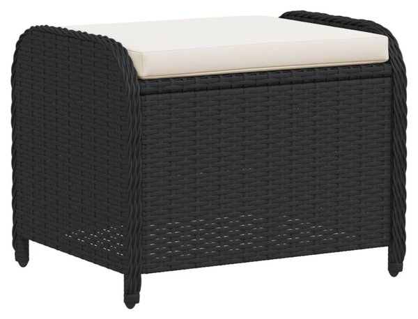 Fekete polyrattan kerti szék párnával 58 x 46 x 46 cm