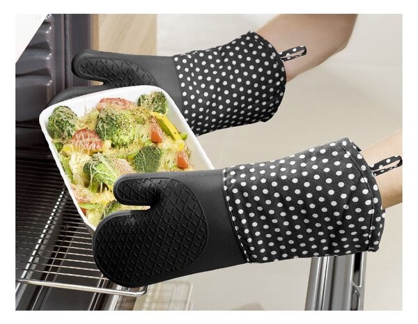 Oven 2 db fekete szilikon edényfogó kesztyű - Wenko