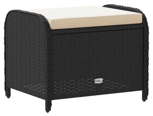 Fekete polyrattan kerti szék párnával 58 x 46 x 46 cm