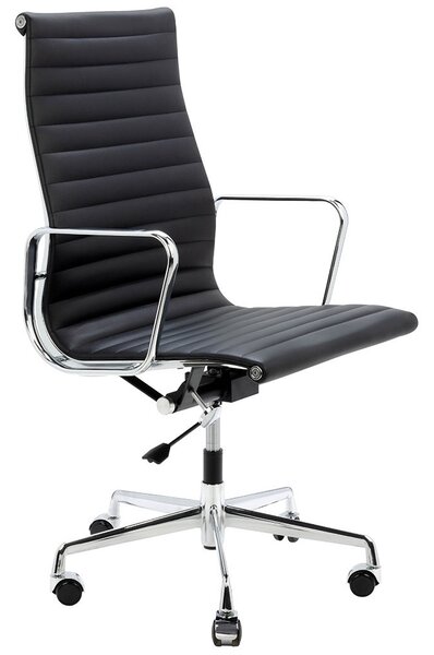 King Home Aeron Prestige Plus Irodai Szék Valódi Bőr Fekete Króm