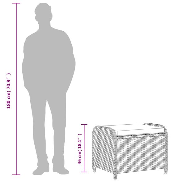 Szürke polyrattan kerti szék párnával 58 x 46 x 46 cm