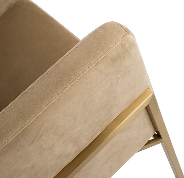 King Home Chloe Velvet Fotel Kaki Arany Vázzal