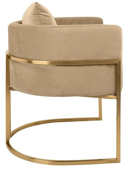 King Home Chloe Velvet Fotel Kaki Arany Vázzal