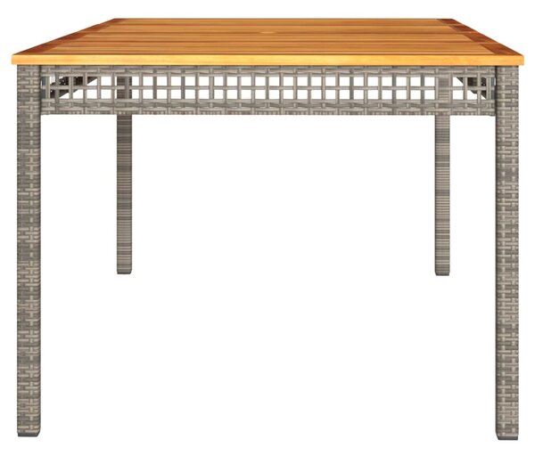 Szürke polyrattan és akácfa kerti asztal 180 x 90 x 75 cm