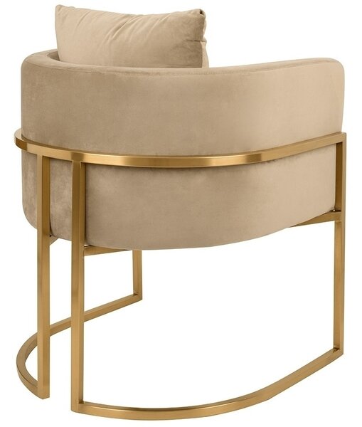 King Home Chloe Velvet Fotel Kaki Arany Vázzal