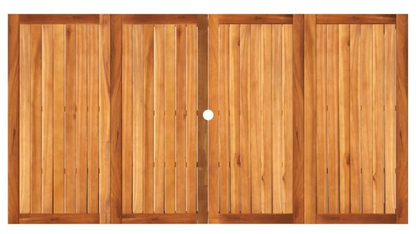 Szürke polyrattan és akácfa kerti asztal 180 x 90 x 75 cm