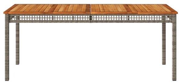 Szürke polyrattan és akácfa kerti asztal 180 x 90 x 75 cm