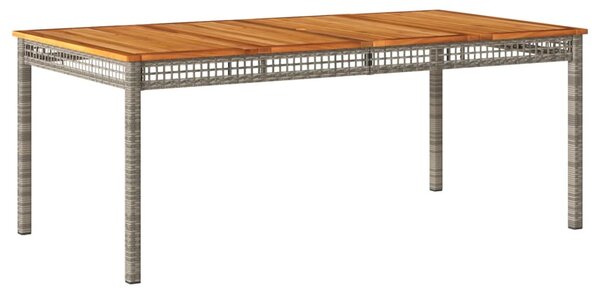 Szürke polyrattan és akácfa kerti asztal 180 x 90 x 75 cm