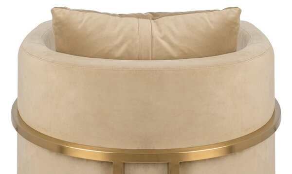 King Home Chloe Velvet Fotel Kaki Arany Vázzal