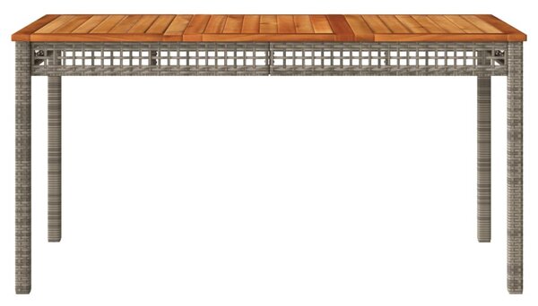 Szürke polyrattan és akácfa kerti asztal 140 x 80 x 75 cm