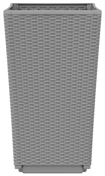 2 db világosszürke polipropilén kerti virágláda 32,5x32,5x57 cm