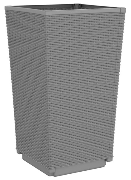 2 db világosszürke polipropilén kerti virágláda 32,5x32,5x57 cm