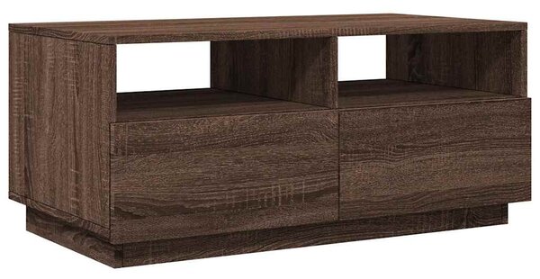 Barna tölgyszínű dohányzóasztal LED-lámpákkal 90x49x40 cm