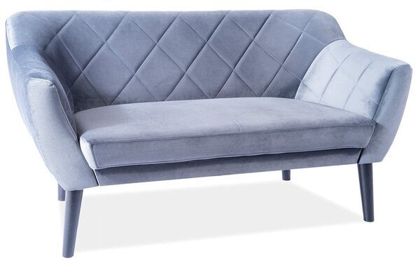 Karo Elegance Kétszemélyes Bársony Kanapé Szürke Wenge Lábakkal