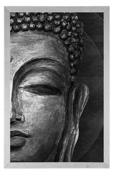 Poszter Buddha arc fekete fehérben
