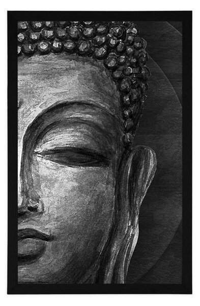 Poszter Buddha arc fekete fehérben