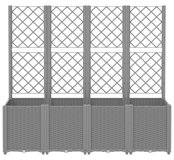 Világosszürke PP rácsos kerti ültetőláda 160 x 40 x 140 cm