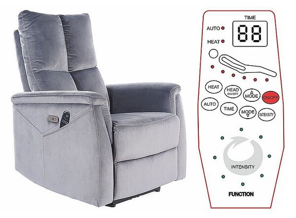 Neptun M Elektromos Masszázsfotel Bársony Szürke Relax
