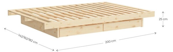 Natúr színű borovi fenyő franciaágy 160x200 cm Kanso – Karup Design