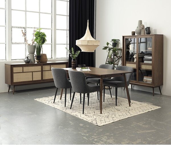 Barna bővíthető étkezőasztal tölgyfa dekoros asztallappal 150x90 cm Barrali – Unique Furniture