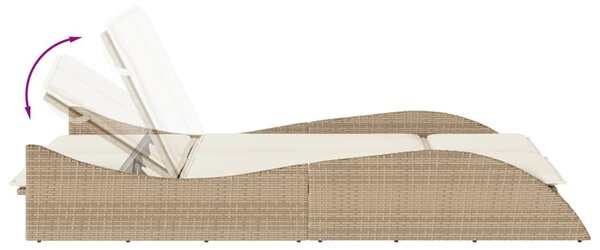 Bézs polyrattan napozóágy párnákkal 114x205x73 cm