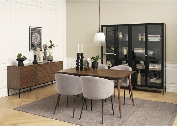 Barna bővíthető étkezőasztal tölgyfa dekoros asztallappal 150x90 cm Barrali – Unique Furniture