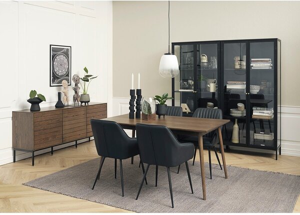 Barna bővíthető étkezőasztal tölgyfa dekoros asztallappal 150x90 cm Barrali – Unique Furniture