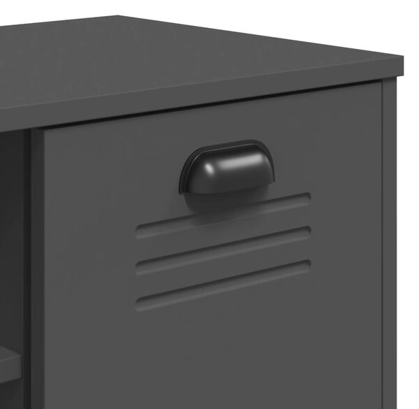 VIKEN antracitszürke szerelt fa cipőtároló pad 106 x 35 x 45 cm
