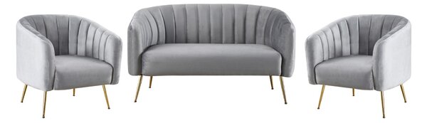 Design fotel, szürke Velvet szövet/gold króm-arany, BAGY