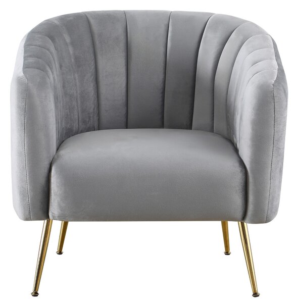 Design fotel, szürke Velvet szövet/gold króm-arany, BAGY