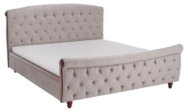 Ágy ágyráccsal, 180x200, szürkésbarna Taupe Velvet szövet, BARETO