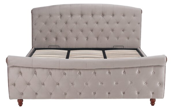 Ágy ágyráccsal, 180x200, szürkésbarna Taupe Velvet szövet, BARETO