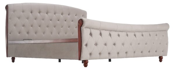 Ágy ágyráccsal, 180x200, szürkésbarna Taupe Velvet szövet, BARETO