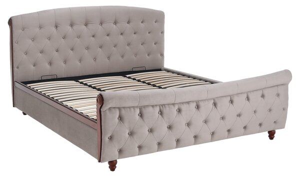 Ágy ágyráccsal, 180x200, szürkésbarna Taupe Velvet szövet, BARETO