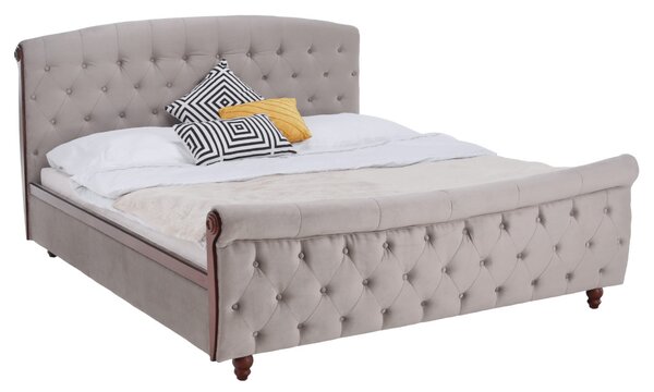 Ágy ágyráccsal, 180x200, szürkésbarna Taupe Velvet szövet, BARETO