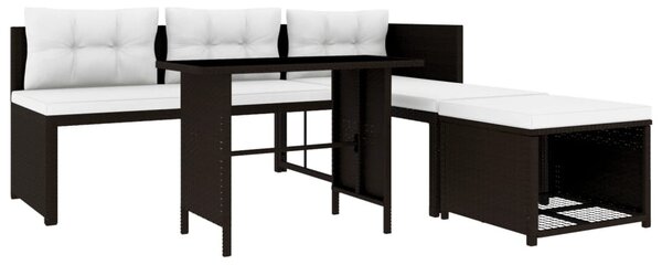 4 részes barna polyrattan kerti társalgó szett