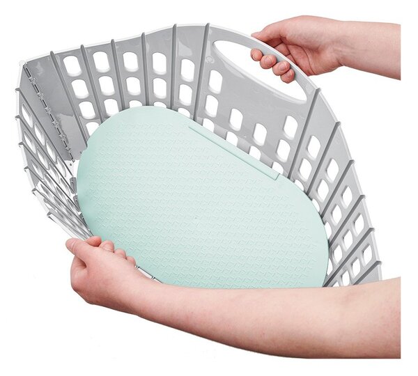 Flat Folding Laundry Basket szürke-zöld összecsukható szennyeskosár - Addis