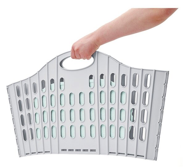 Flat Folding Laundry Basket szürke-zöld összecsukható szennyeskosár - Addis