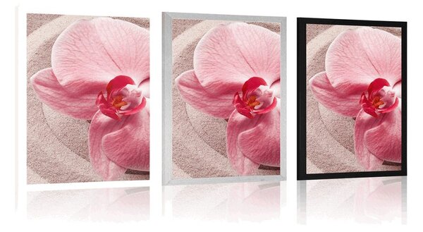 Poszter tengeri homok és rózsaszín orchidea
