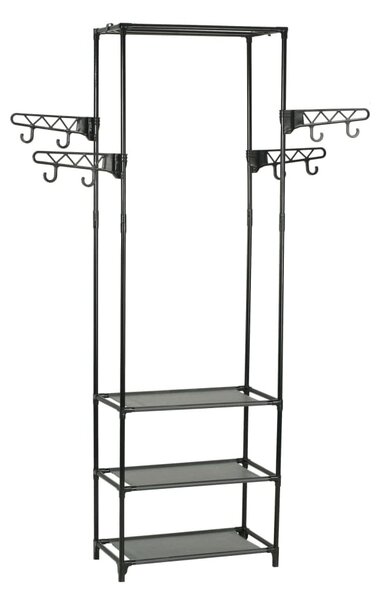 Fekete acél/nemszőtt textília ruhaállvány 55 x 28,5 x 175 cm
