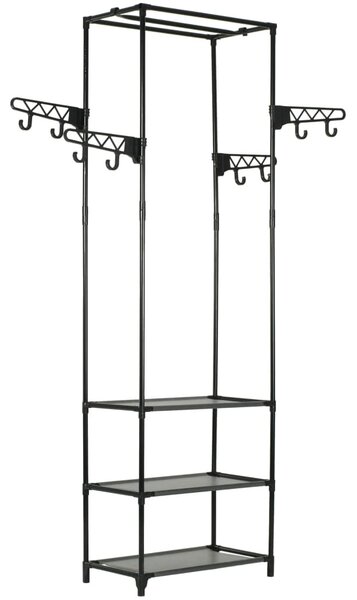 Fekete acél/nemszőtt textília ruhaállvány 55 x 28,5 x 175 cm